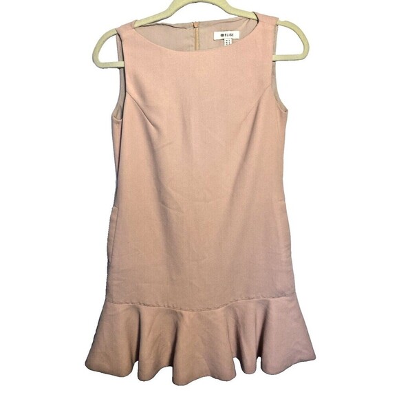 Elise Dress Size Small Flounce Ruffle Sleeveless Zip Pink Midi w/Pockets - Picture 1 of 10